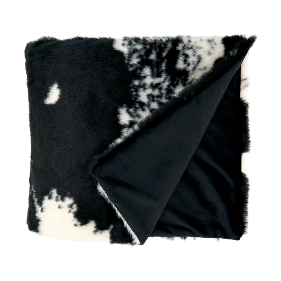 Faux Fur Cow Hide Throw Blanket - 2 Colors