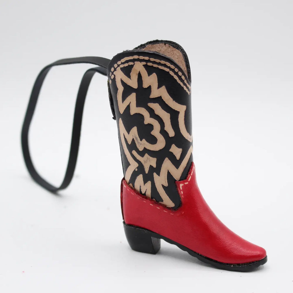 Handmade Leather Cowboy Boot Ornament - 3 Colors