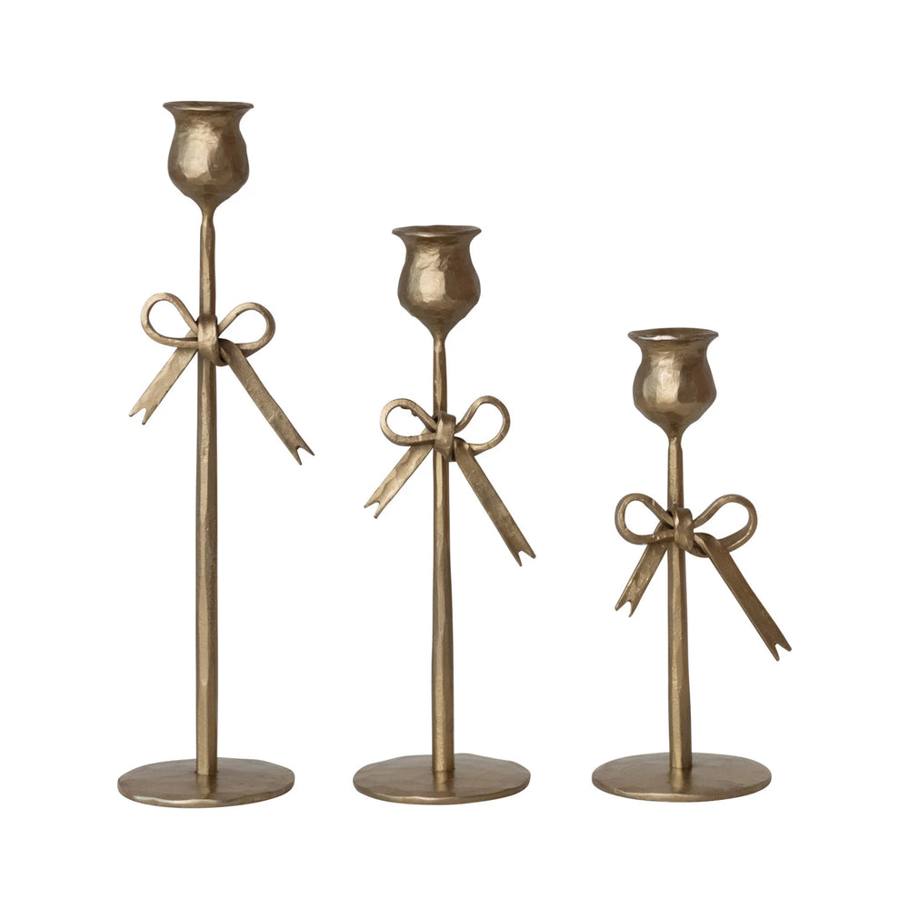 Hand-Forged Bow Stemmed Candlestick Holder - 3 Sizes