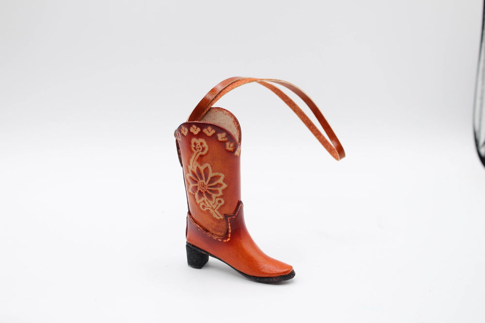 Handmade Leather Cowboy Boot Ornament - 3 Colors