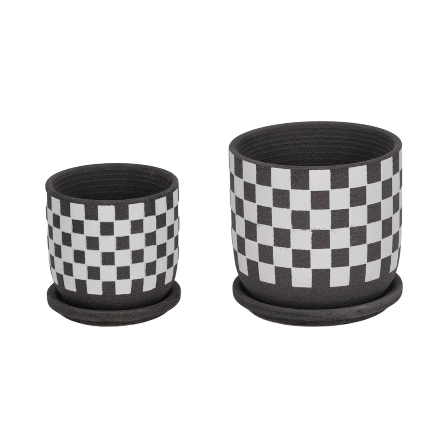 Checkered Saucer Planter - 2 Sizes