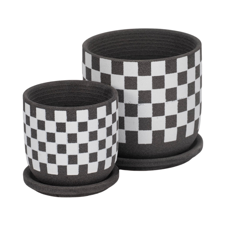 Checkered Saucer Planter - 2 Sizes