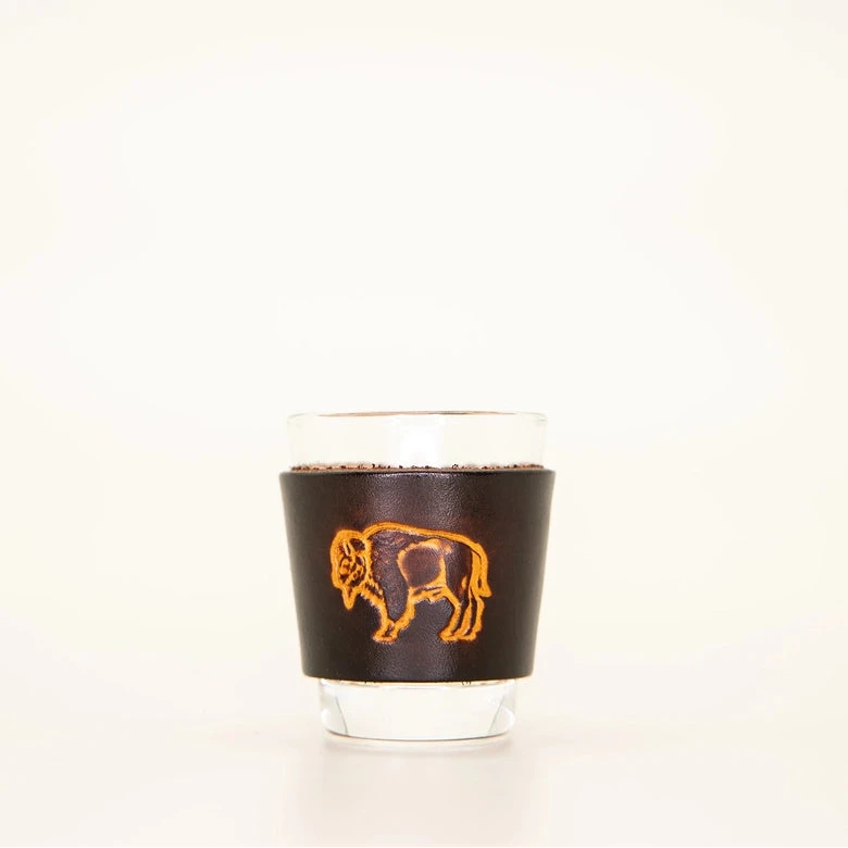 2oz Handmade Leather Wrap + Glass - 2 Styles