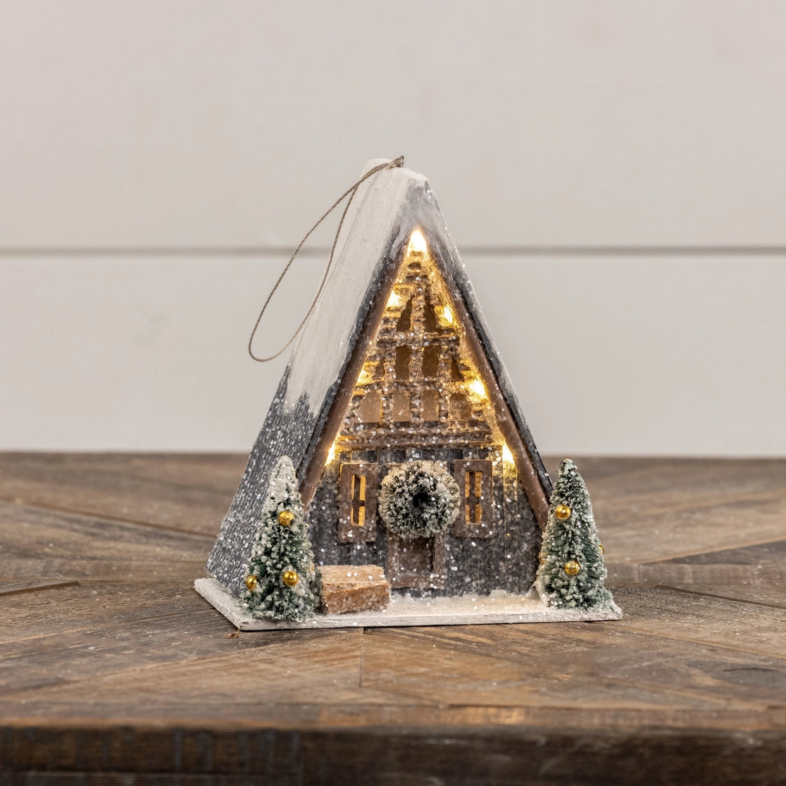 Lighted A-Frame Cabin Ornament