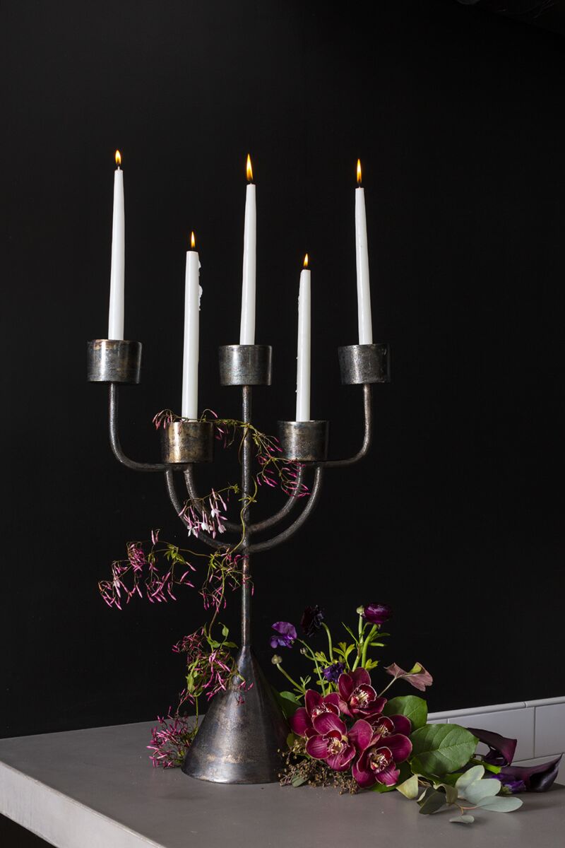 Rustic Pewter Candelabra