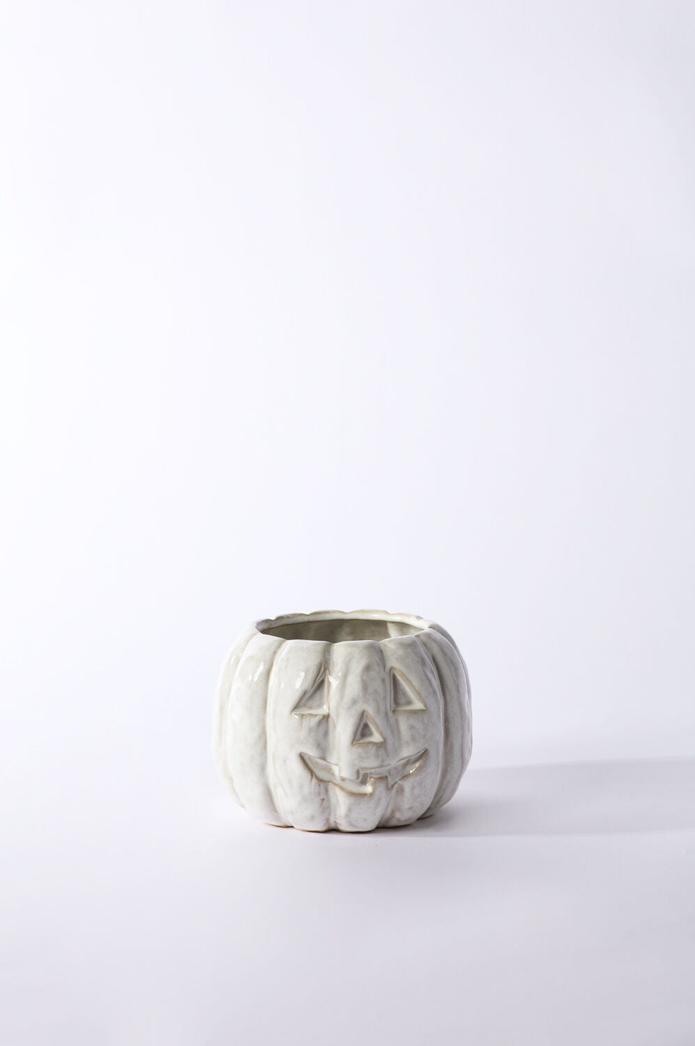 Carved Ceramic Jack-O'-Lantern Pot