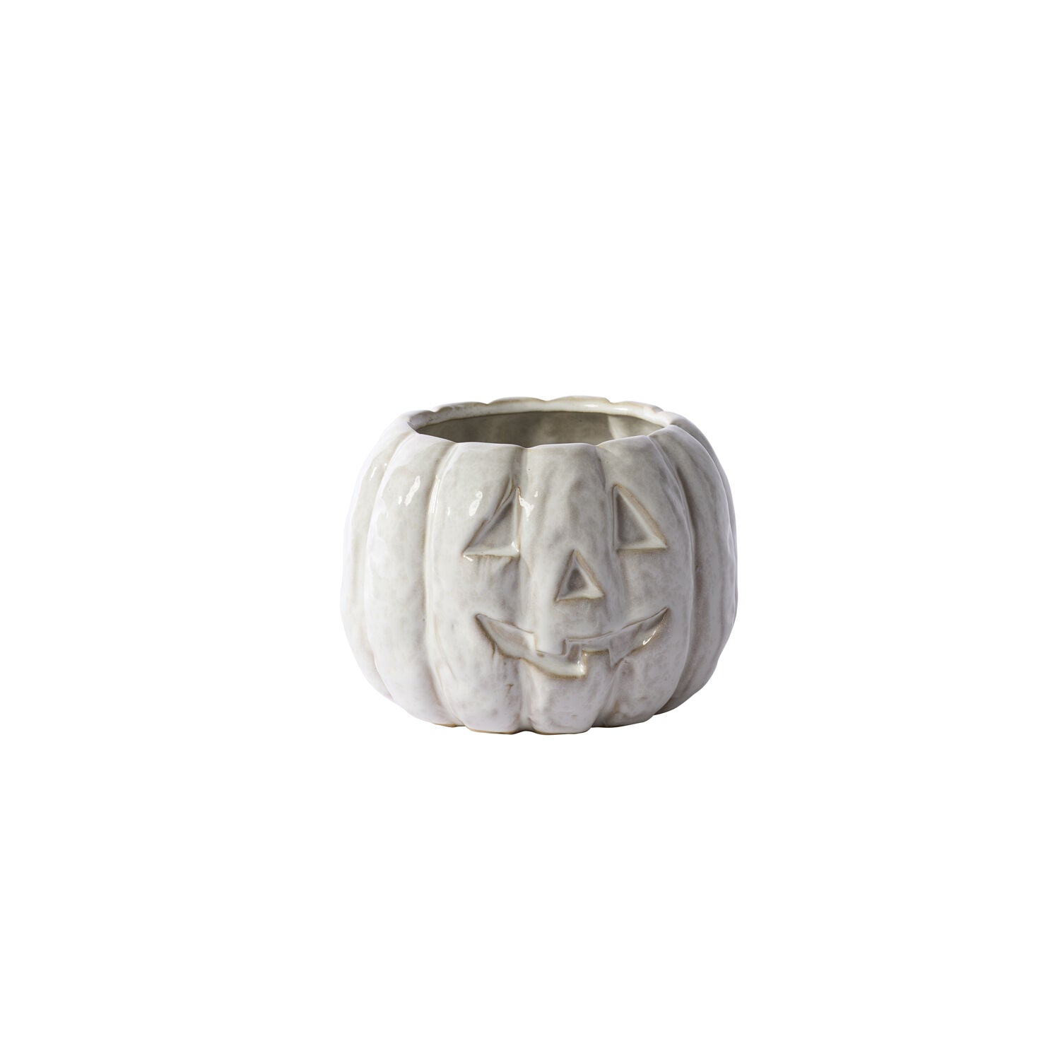 Carved Ceramic Jack-O'-Lantern Pot
