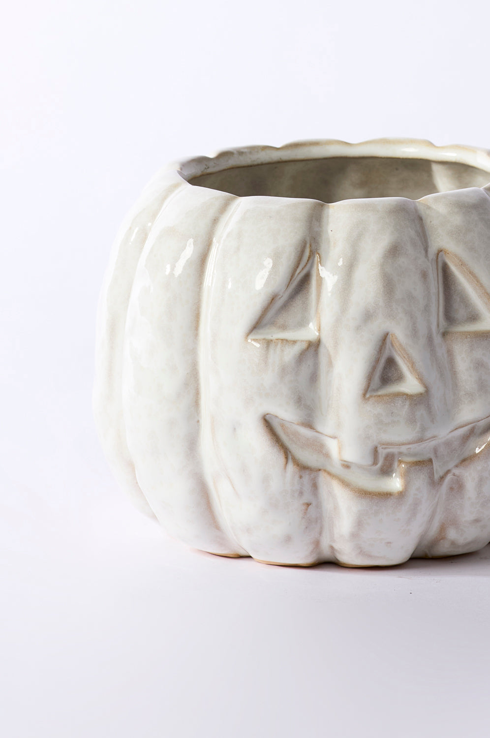 Carved Ceramic Jack-O'-Lantern Pot