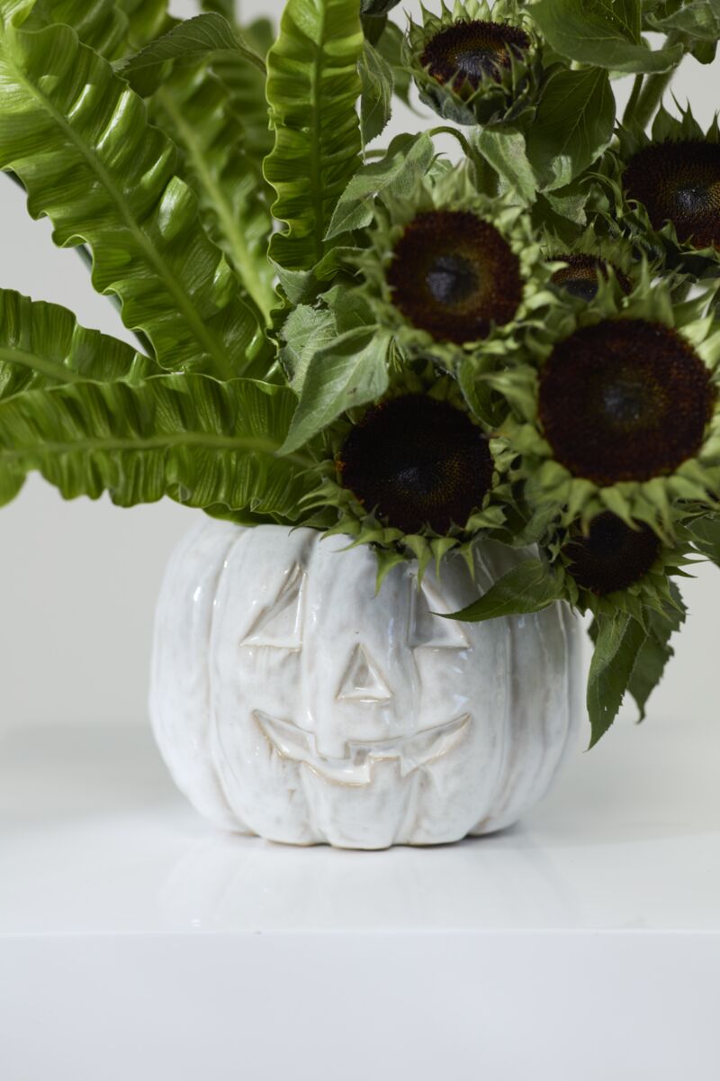 Carved Ceramic Jack-O'-Lantern Pot