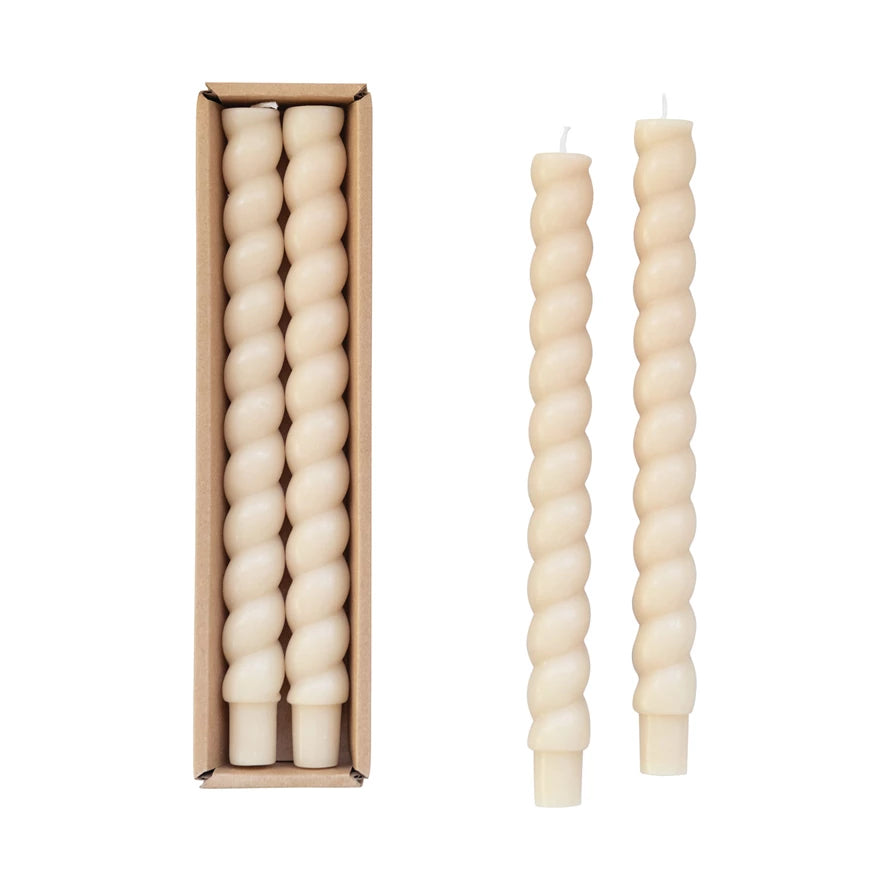 set of two twisted candlesticks