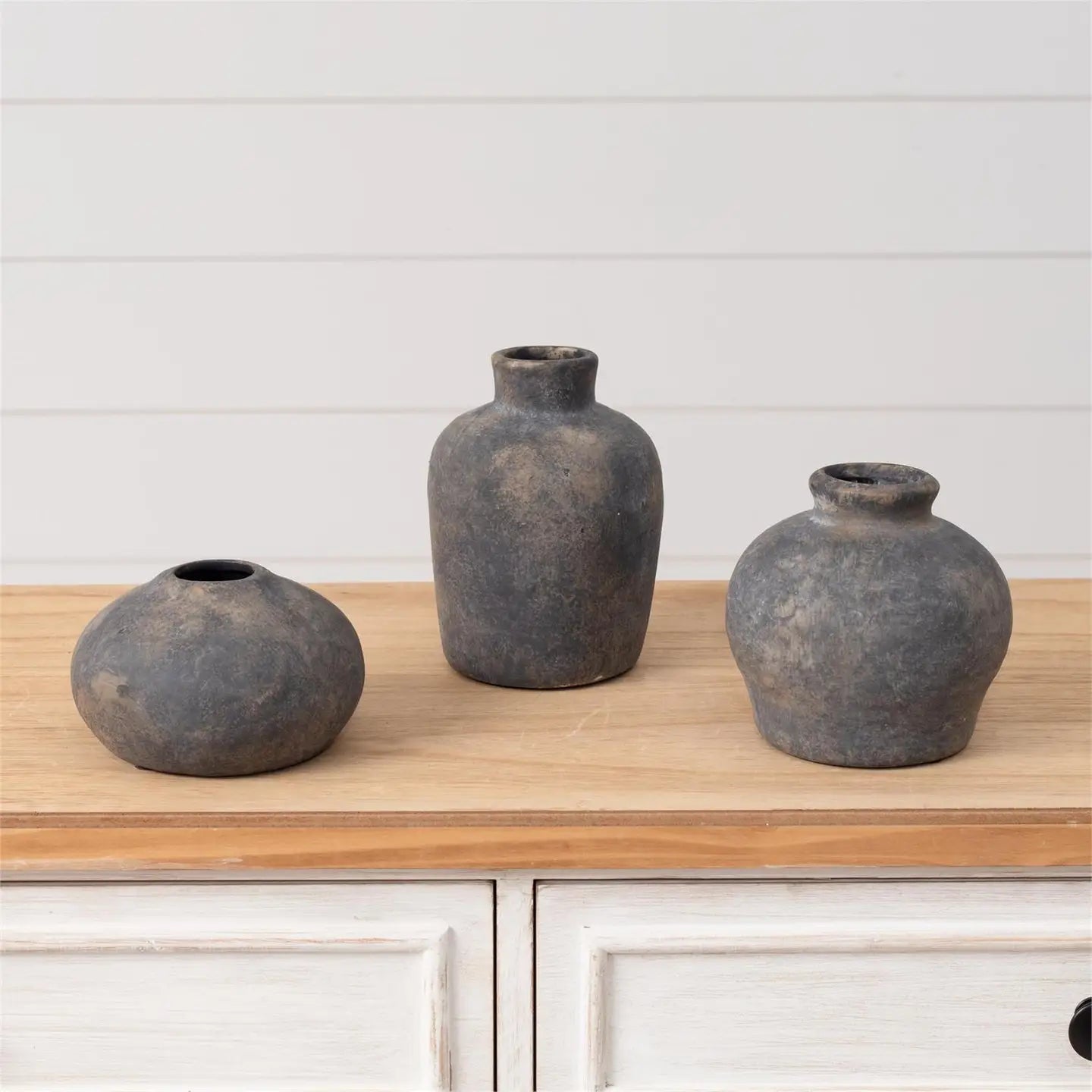 Distressed Black Ceramic Budvase - 3 Styles