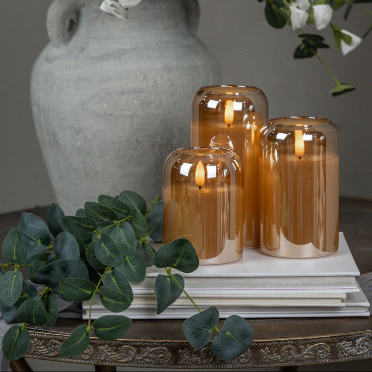 3D Flame Arched Glass Candle - 2 Colors/3 Sizes