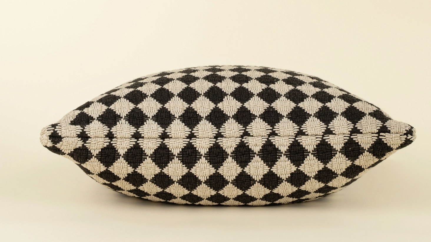 Black Textured Check Woven Pillow