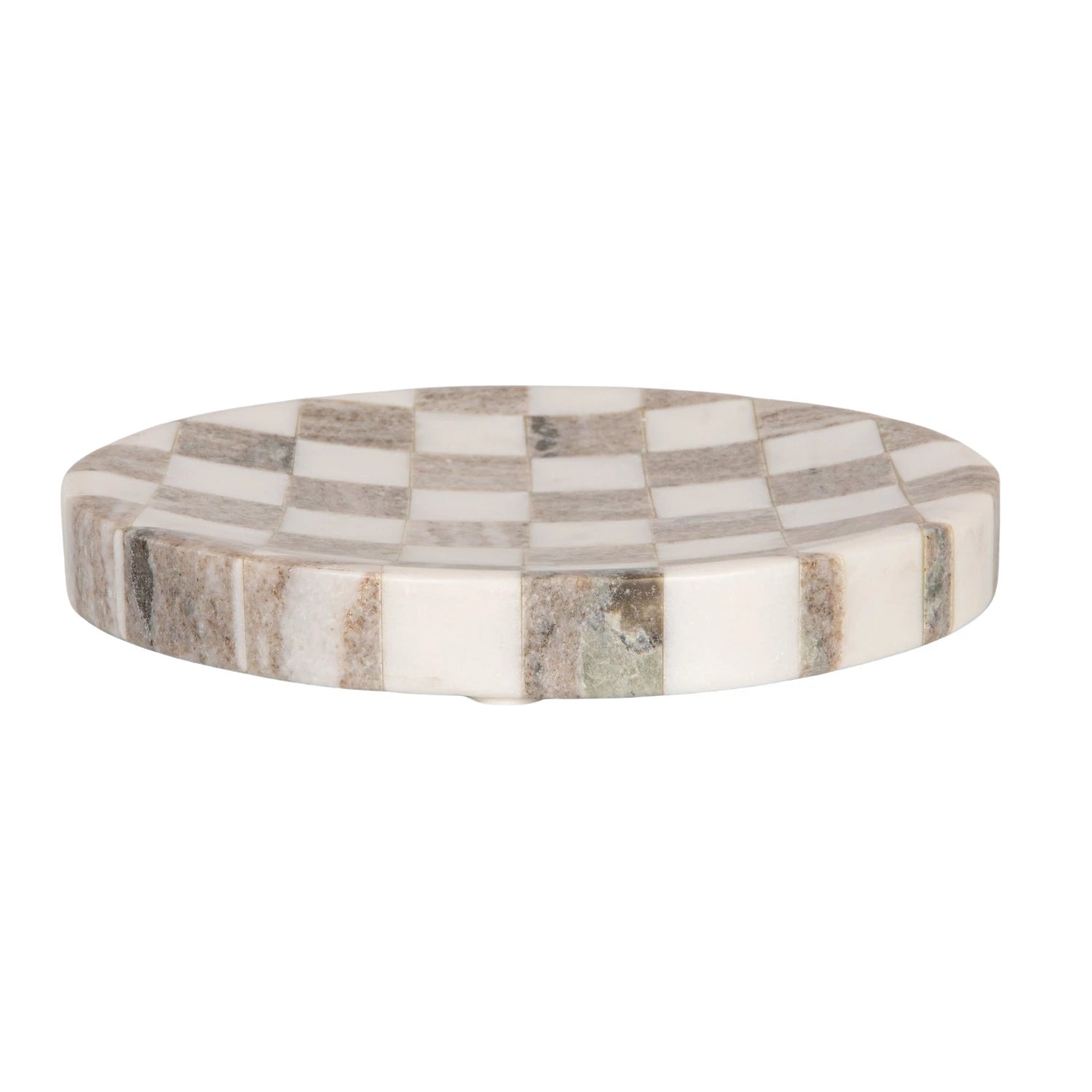 Handcrafted Checkered Marble Serving Tray