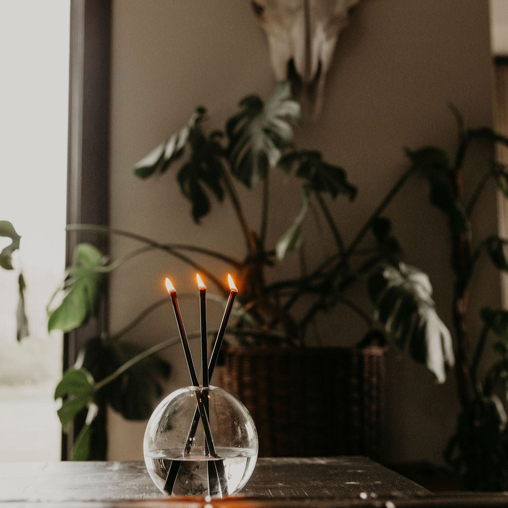 Everlasting candles in use on table