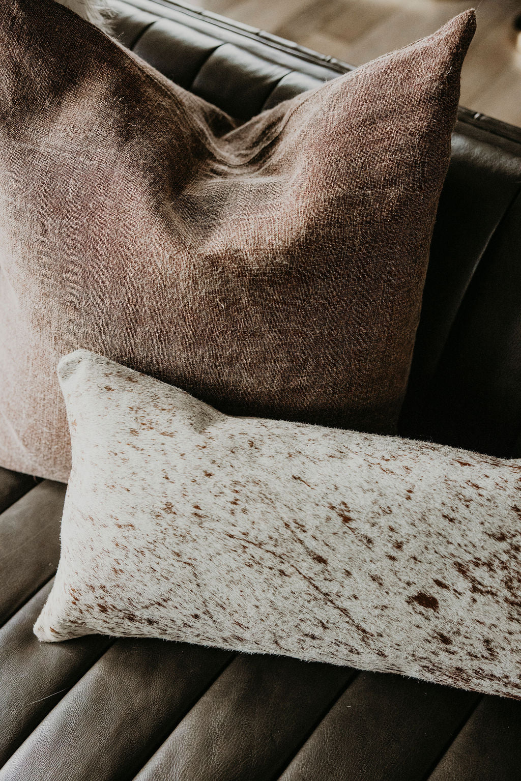 Natural Cowhide Lumbar Pillows - 12x24