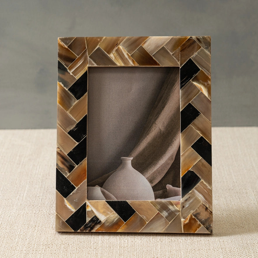 Chevron Patterned Horn Photo Frame - 2 Sizes
