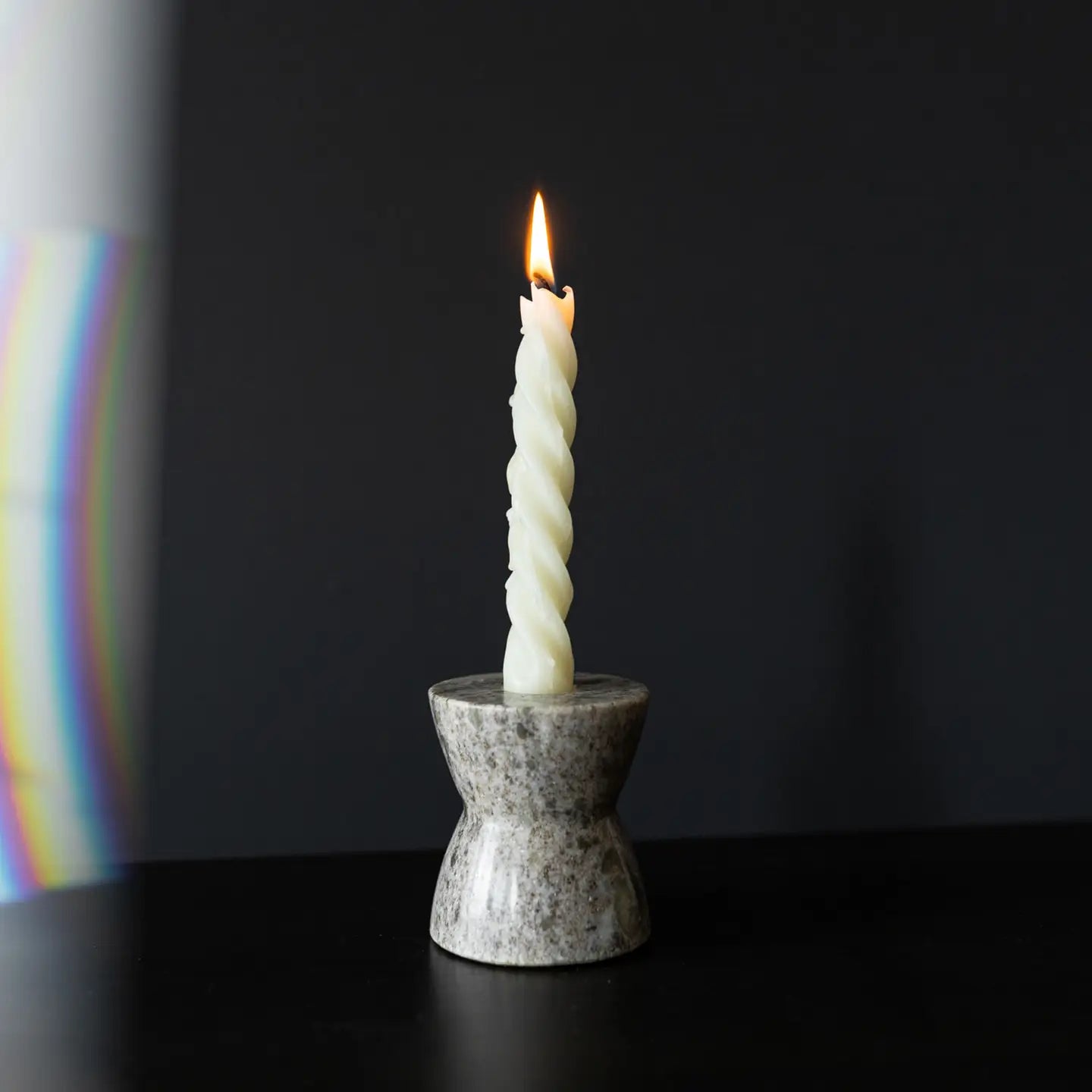 Cinched Marble Taper Candle Holder