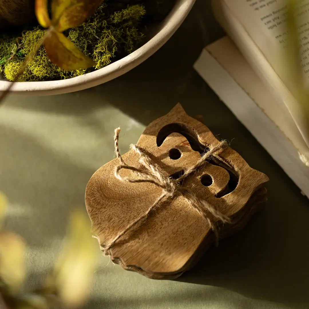 Wooden Owl Coasters - Set of 4