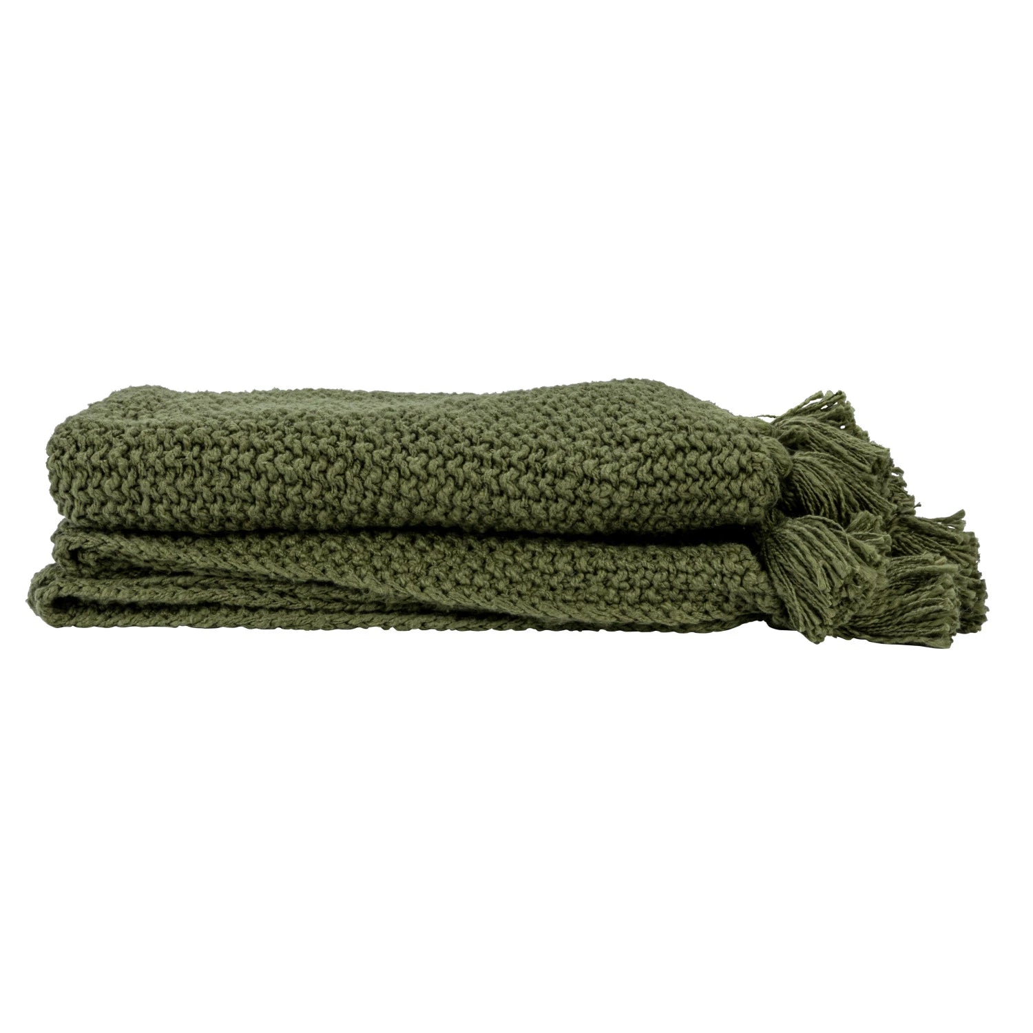Cotton Knit Throw Blanket w/Tassels