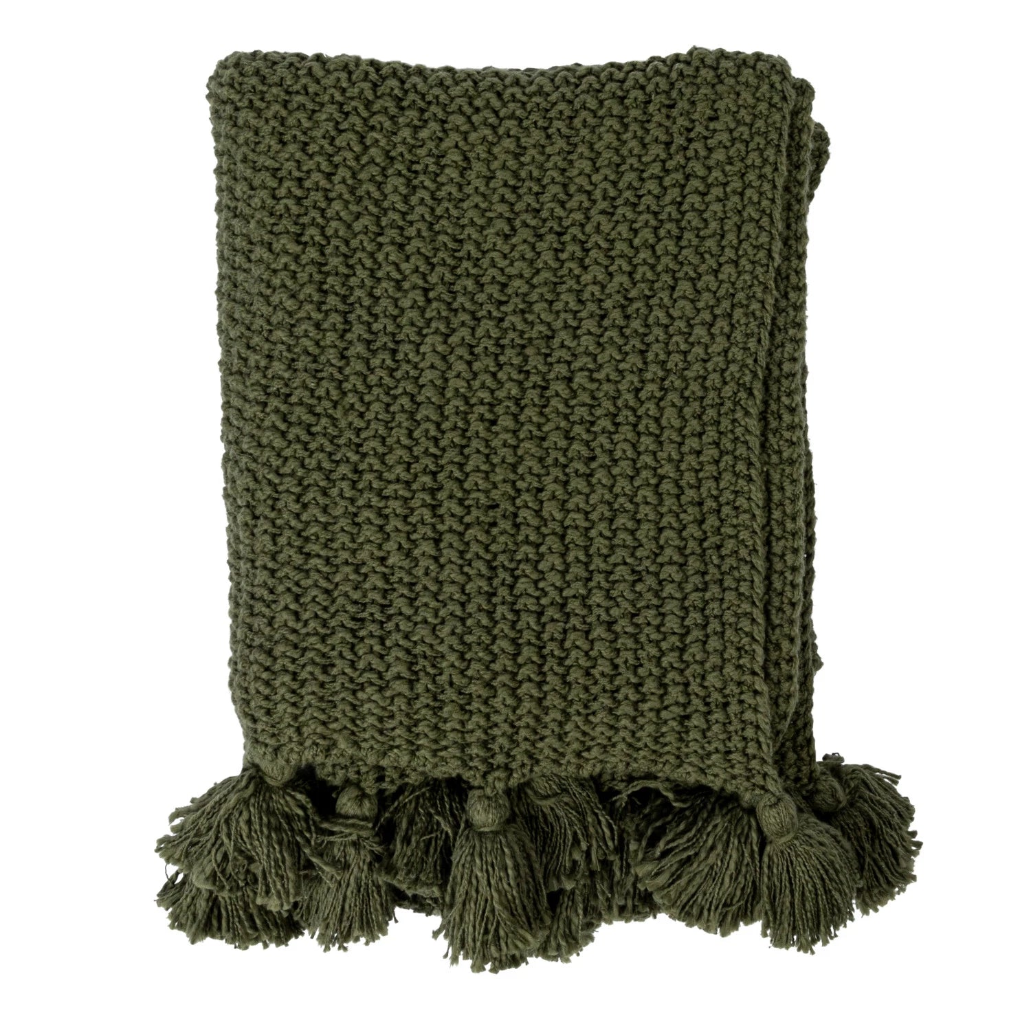 Cotton Knit Throw Blanket w/Tassels