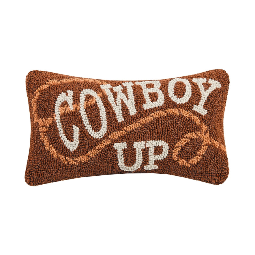 Hand-Hooked Cowboy Up Wool Pillow