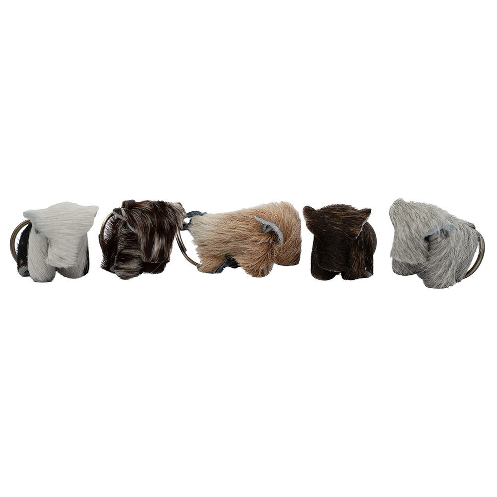 Cow-Shaped Genuine Cowhide Keychain
