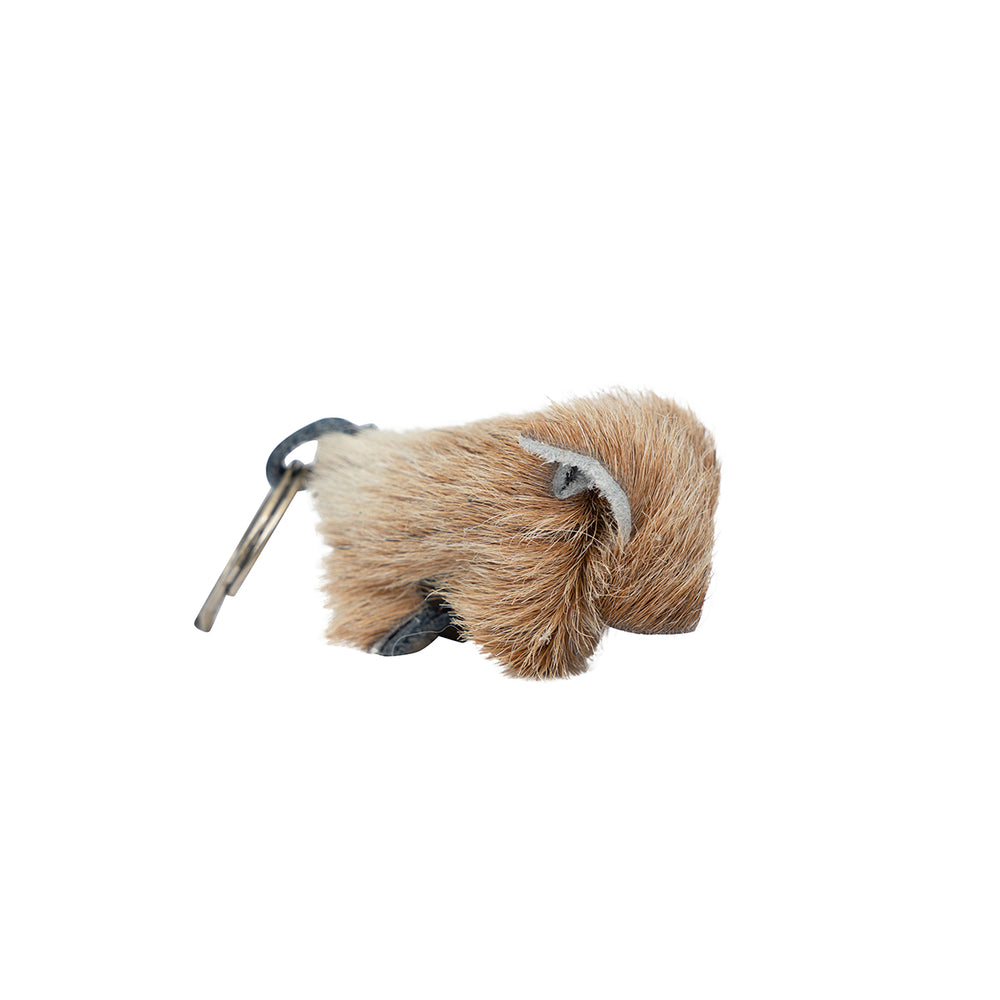 Cow-Shaped Genuine Cowhide Keychain