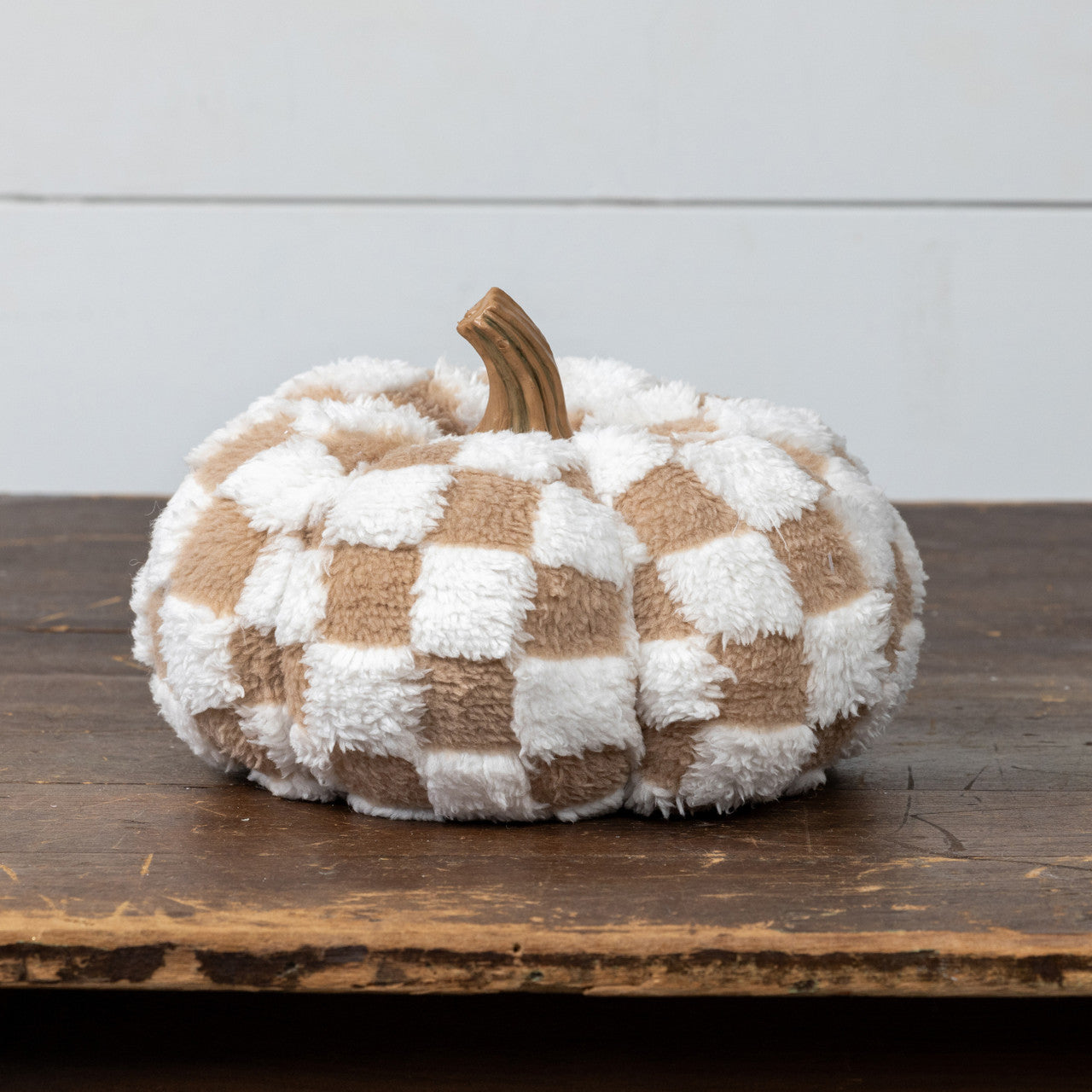 Checkered Fabric Pumpkin - 2 Sizes