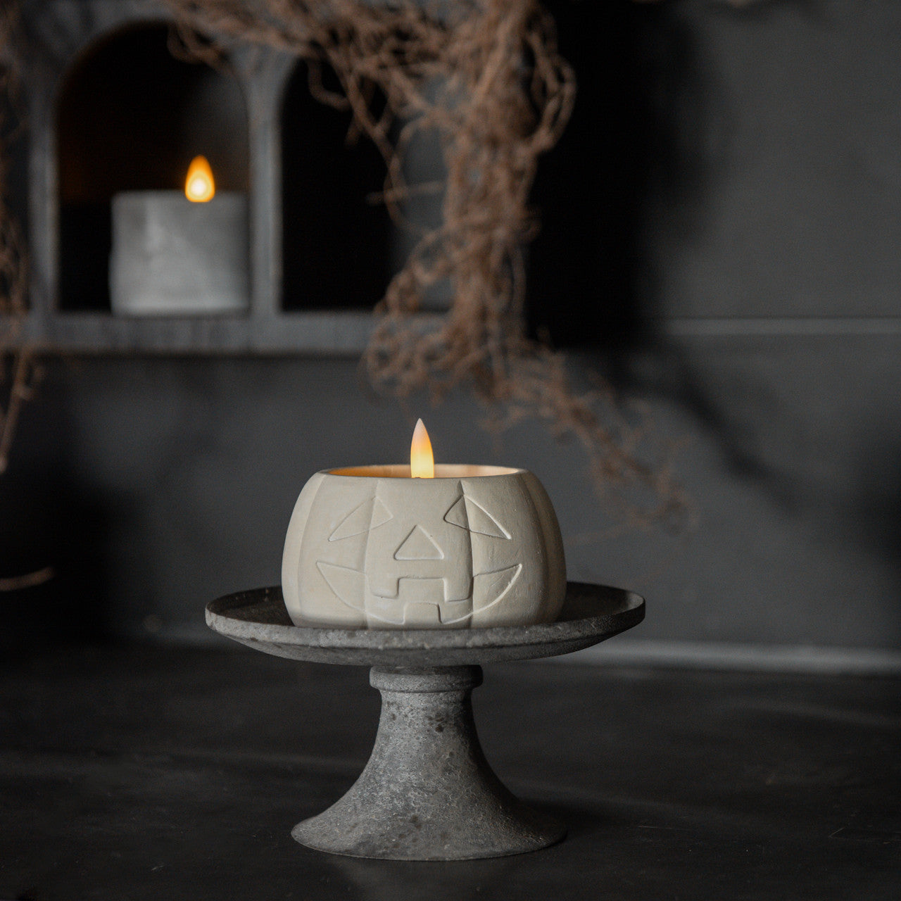 Cream Jack-O-Lantern 3D Flame Candle - 3 Sizes