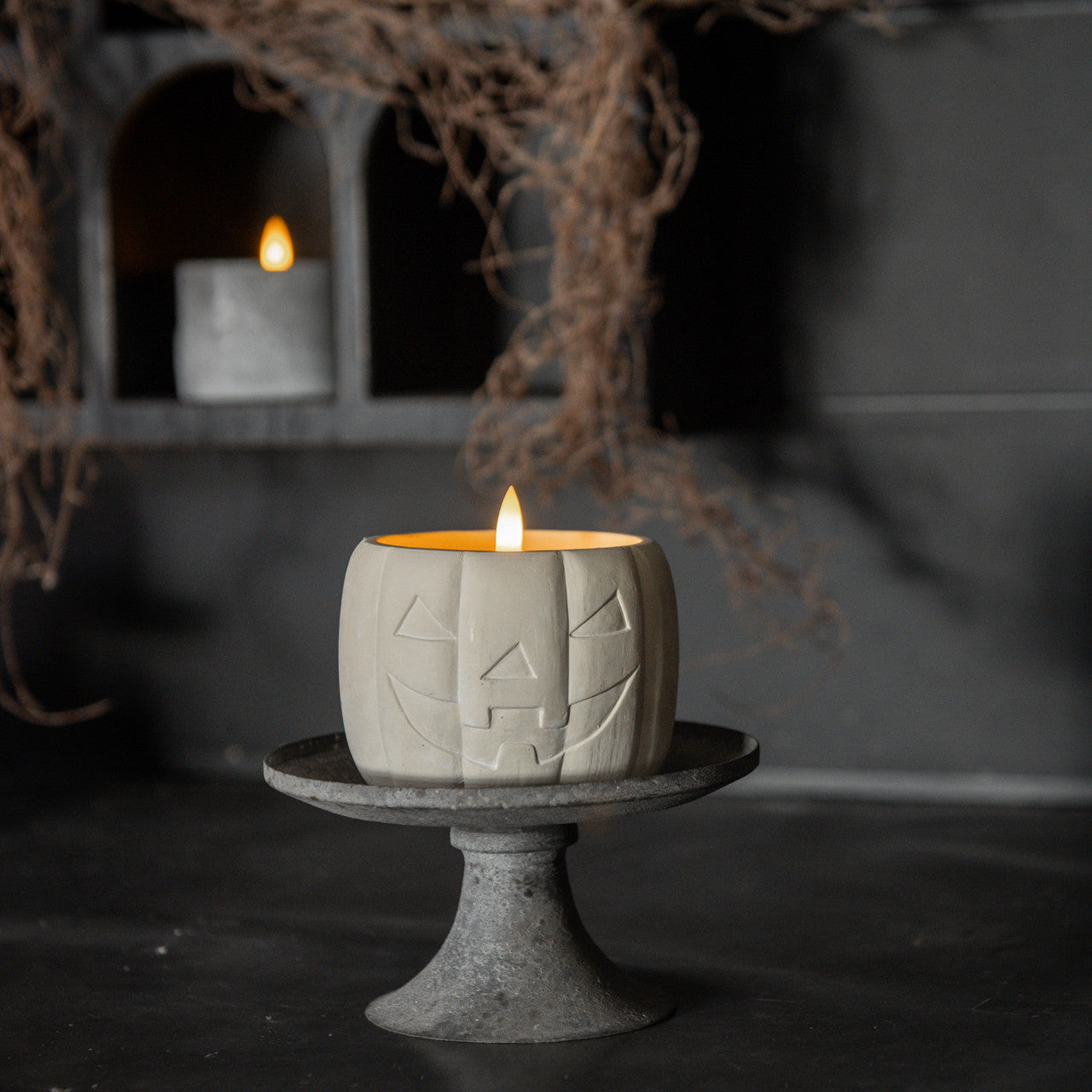 Cream Jack-O-Lantern 3D Flame Candle - 3 Sizes