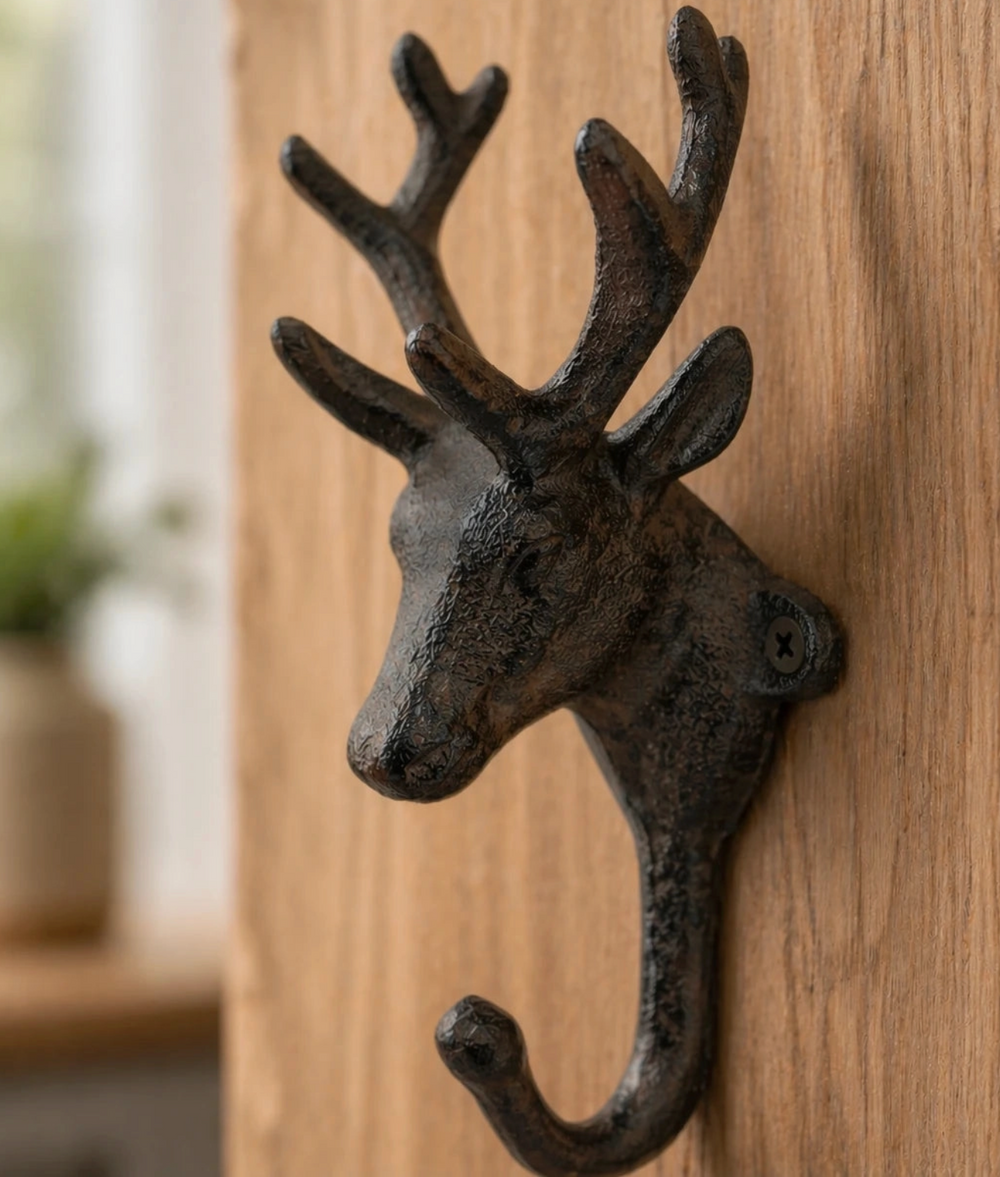 Cast Iron Deer Head Wall Hook