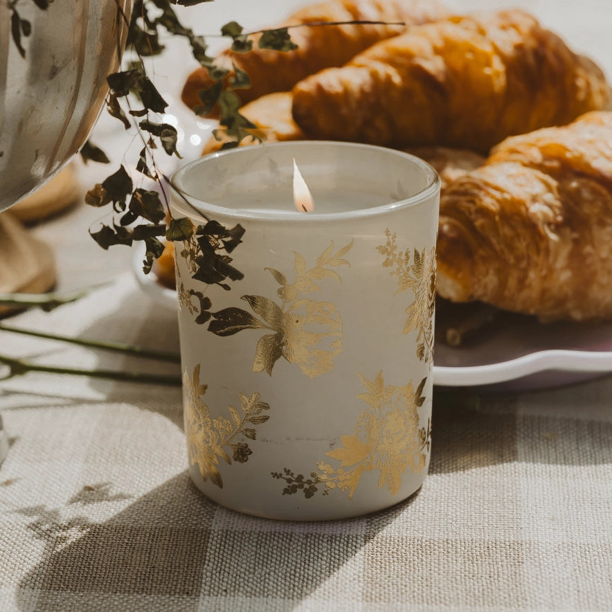 Floral Patterned Soy Wax Candle - 2 Colors & Scents
