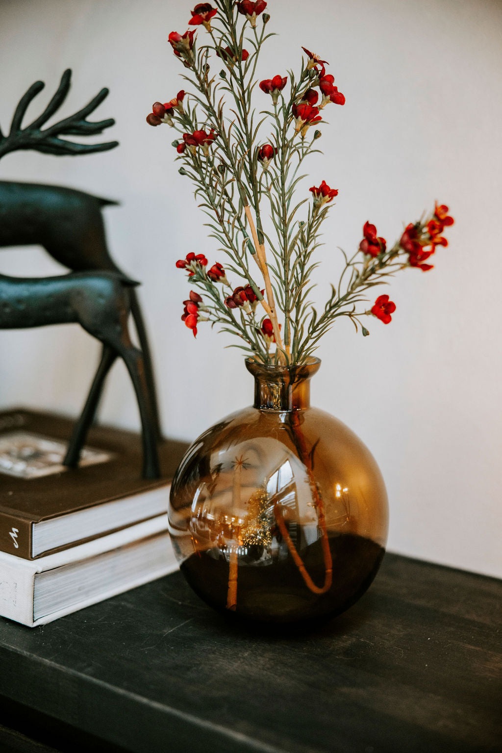 Round Amber Glass Vase