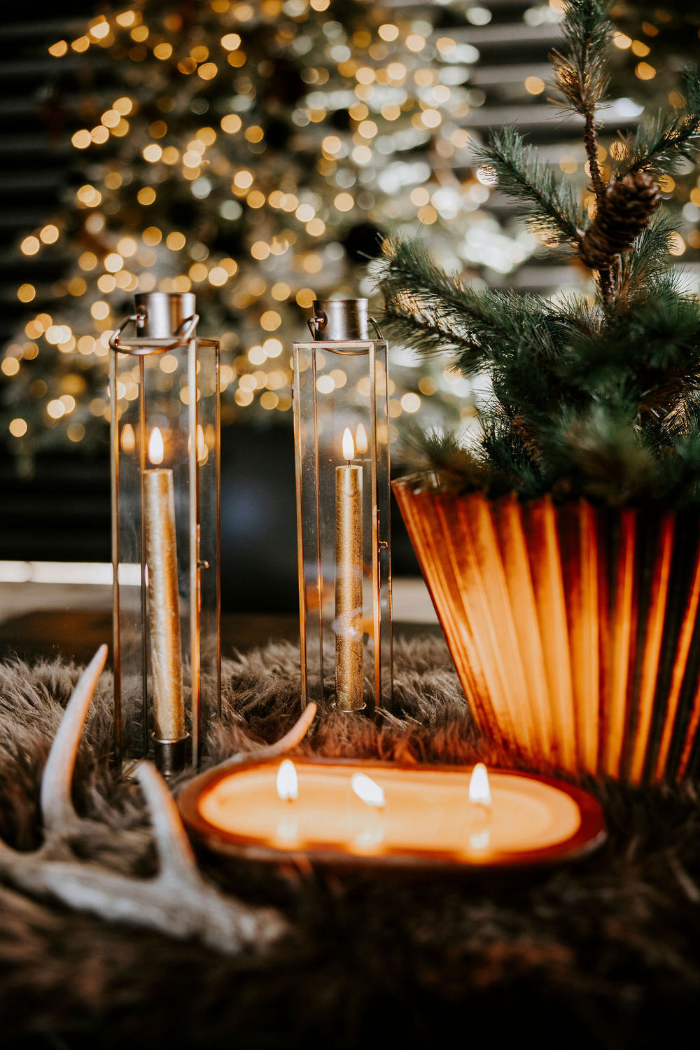 Iron Lantern Candlestick Holder