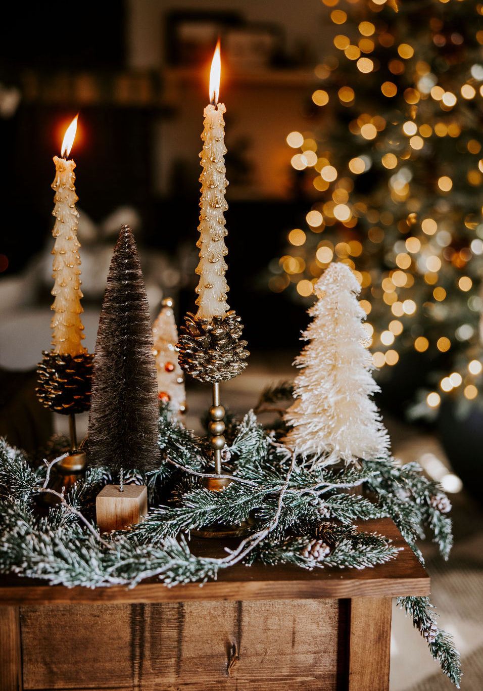 Gold Dusted Tree Candlesticks - 2 Colors & Sizes