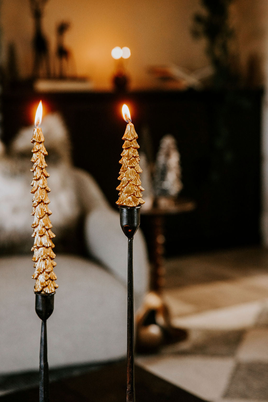 Gold Finished Tree Shaped Candlesticks - 2 Sizes