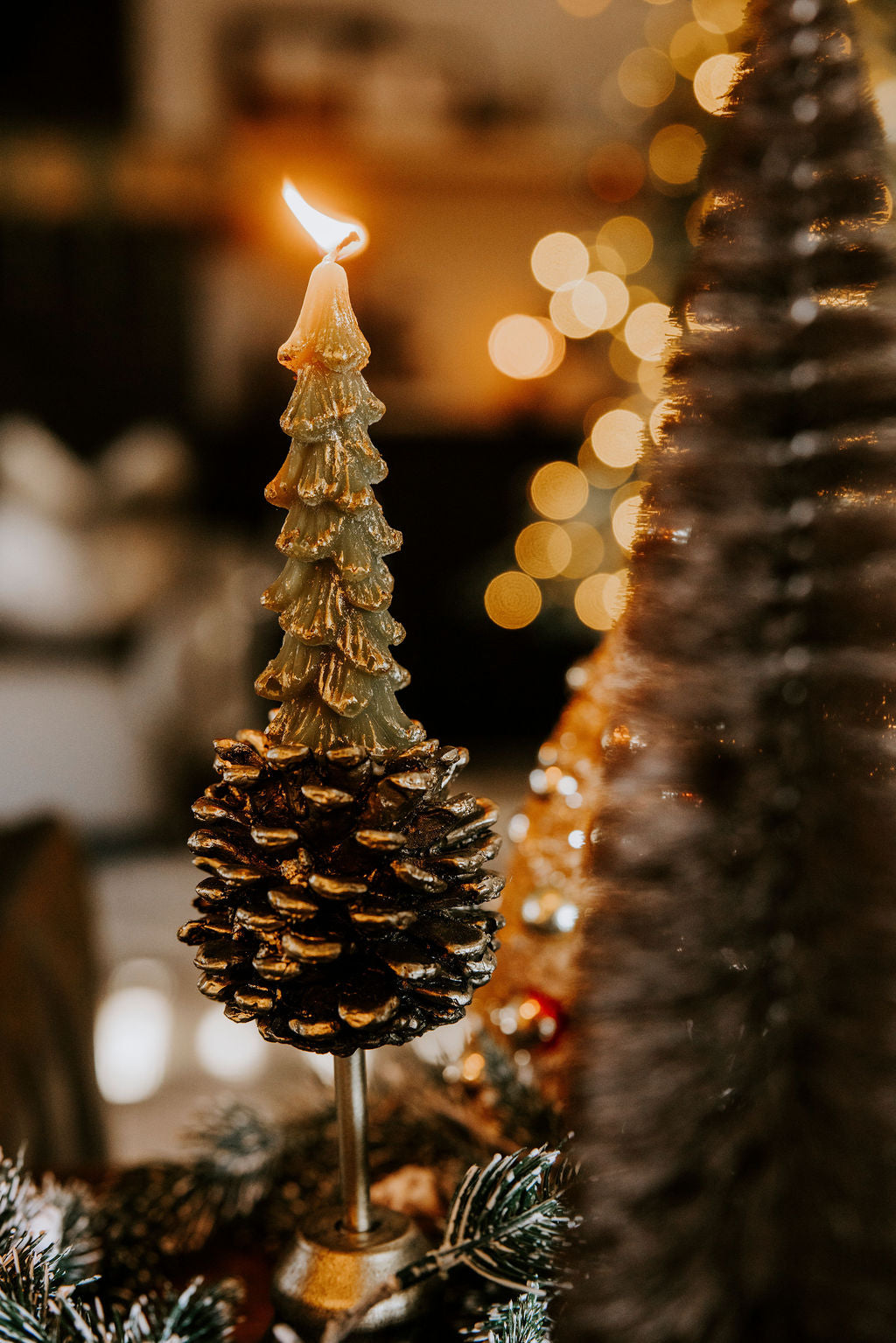 Gold Dusted Tree Candlesticks - 2 Colors & Sizes