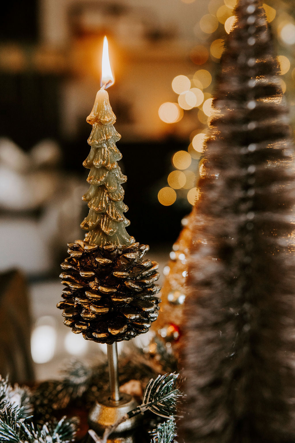 Stemmed Pinecone Candlestick Holder - 2 Sizes