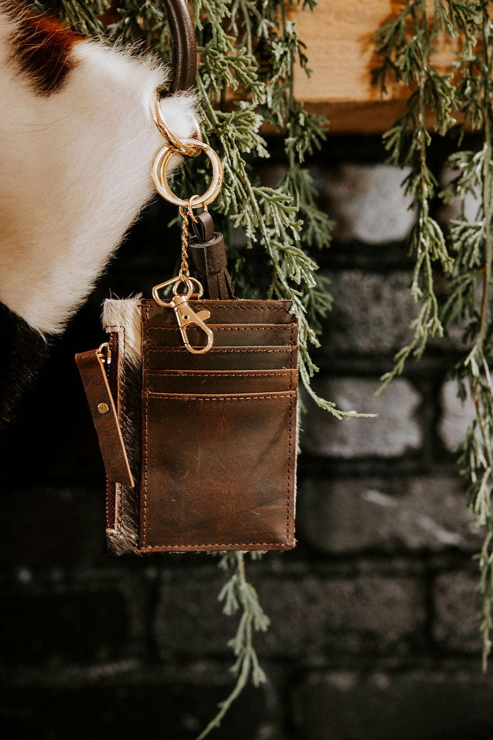 Cowhide Wallet Keychain with Wristlet