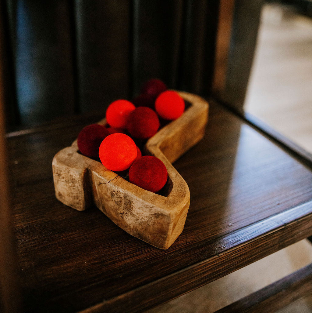 Shades of Red Flocked Ornaments - Set of 12