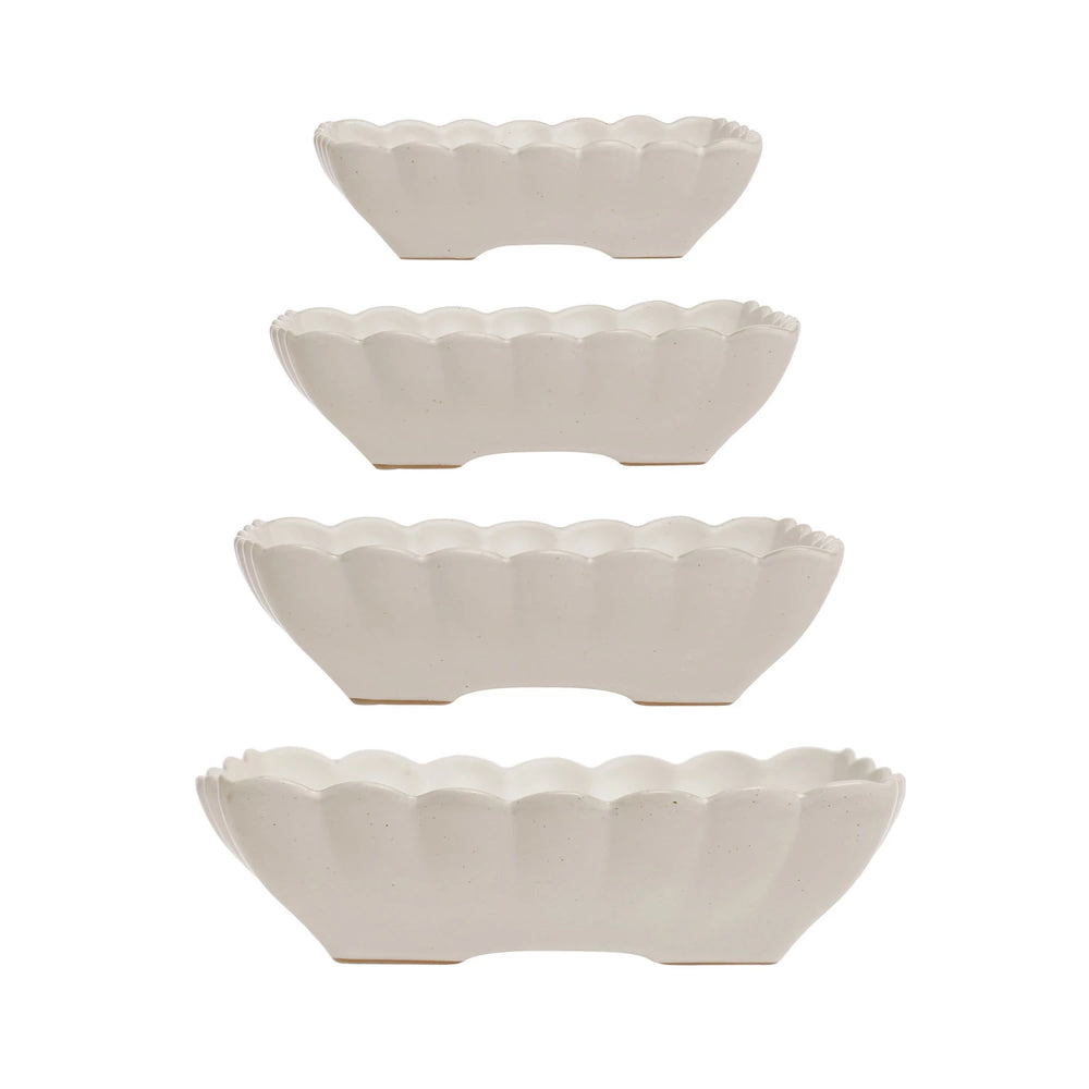 Scallop Edged Stoneware Serving Dish - 4 Sizes