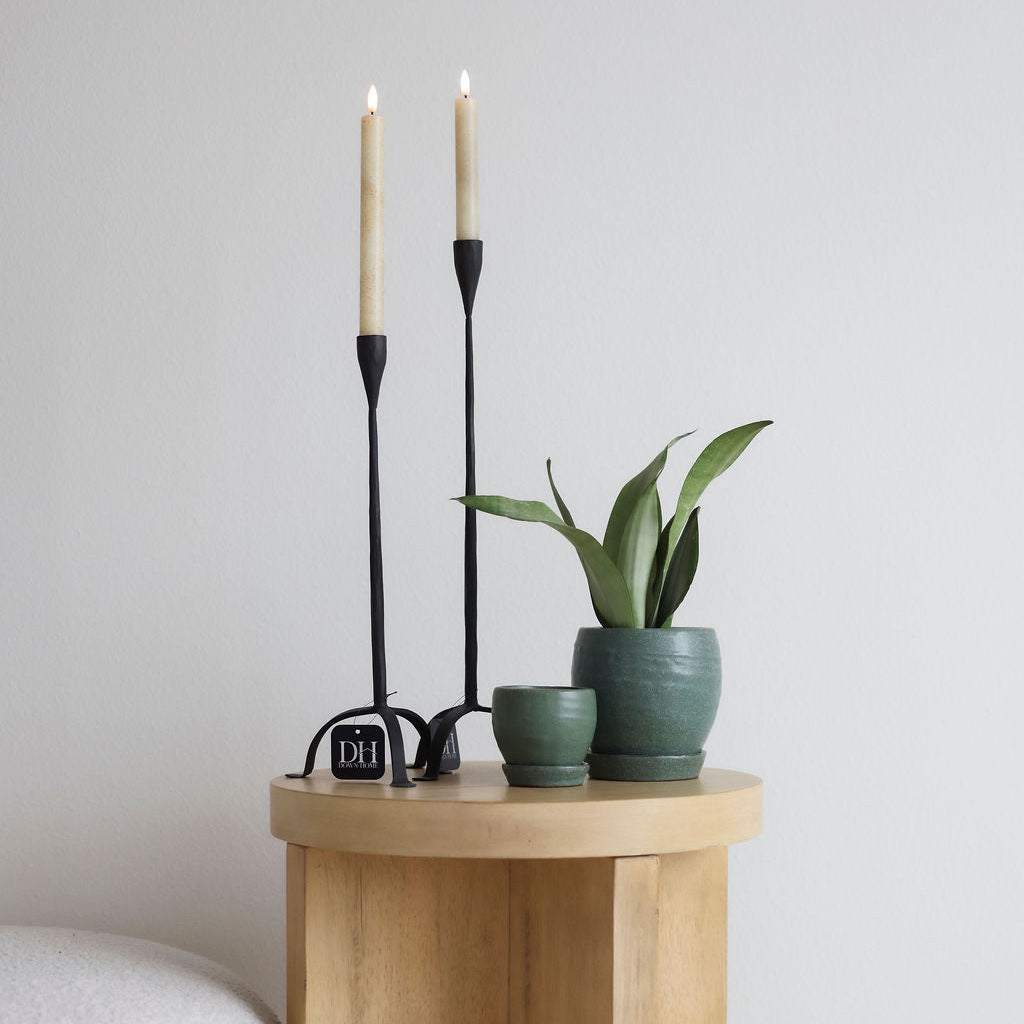 Footed Hand-Forged Candlestick Holder - 3 Sizes