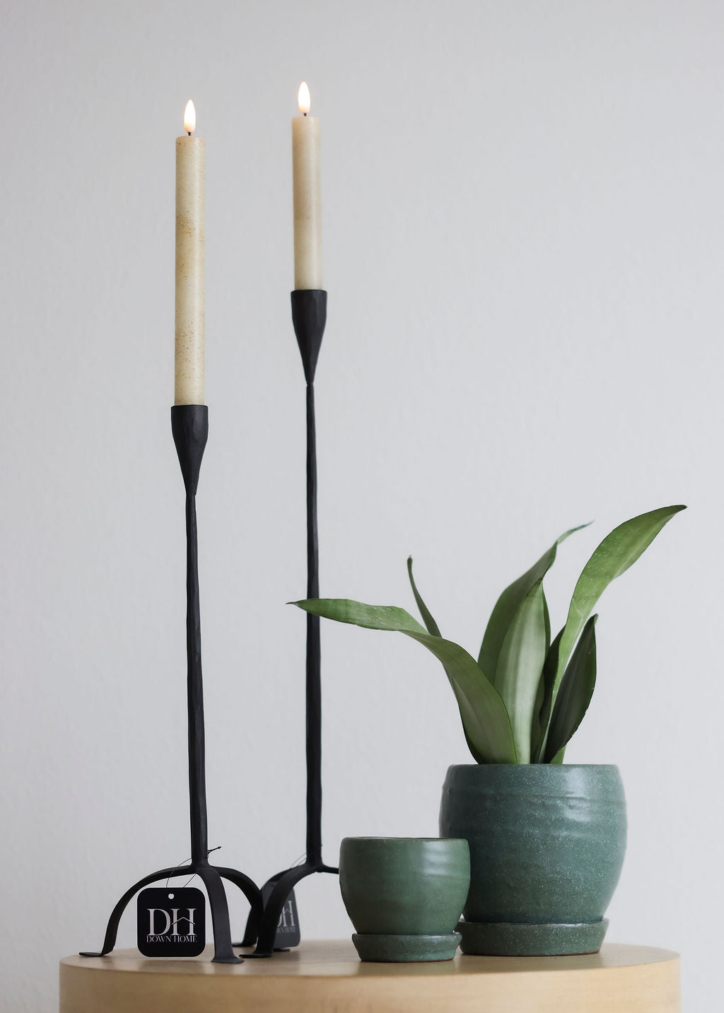 Rustic Green Planter & Saucer - 2 Sizes