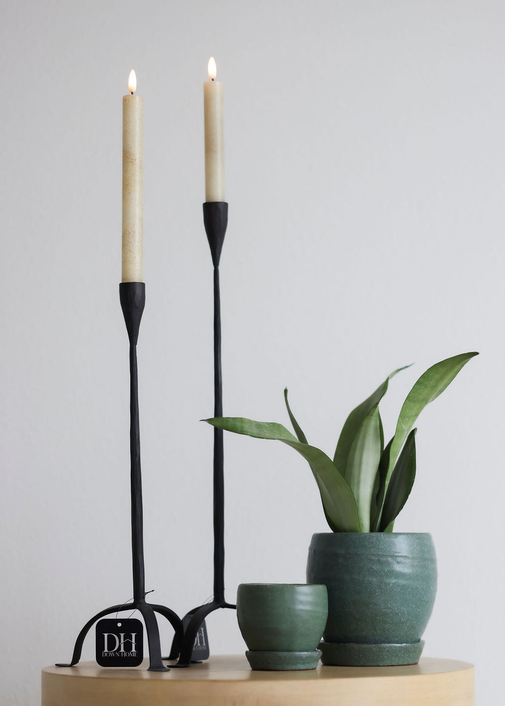 Footed Hand-Forged Candlestick Holder - 3 Sizes