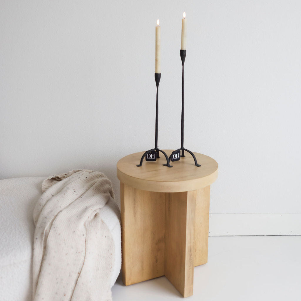Footed Hand-Forged Candlestick Holder - 3 Sizes