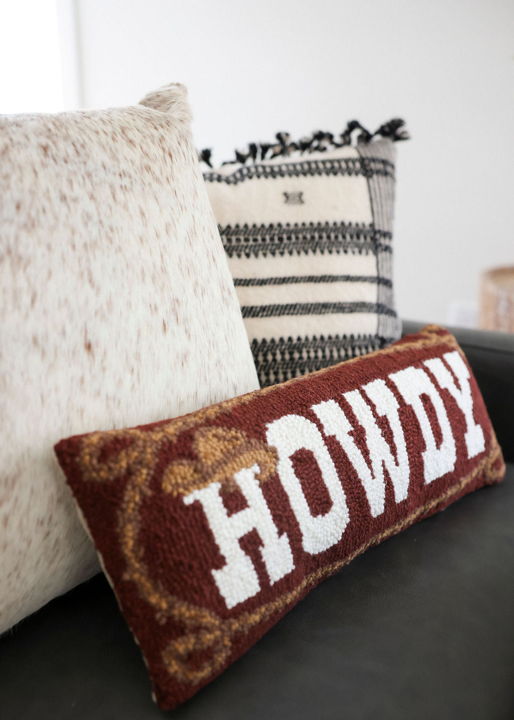 Hand-Hooked Howdy Wool Pillow