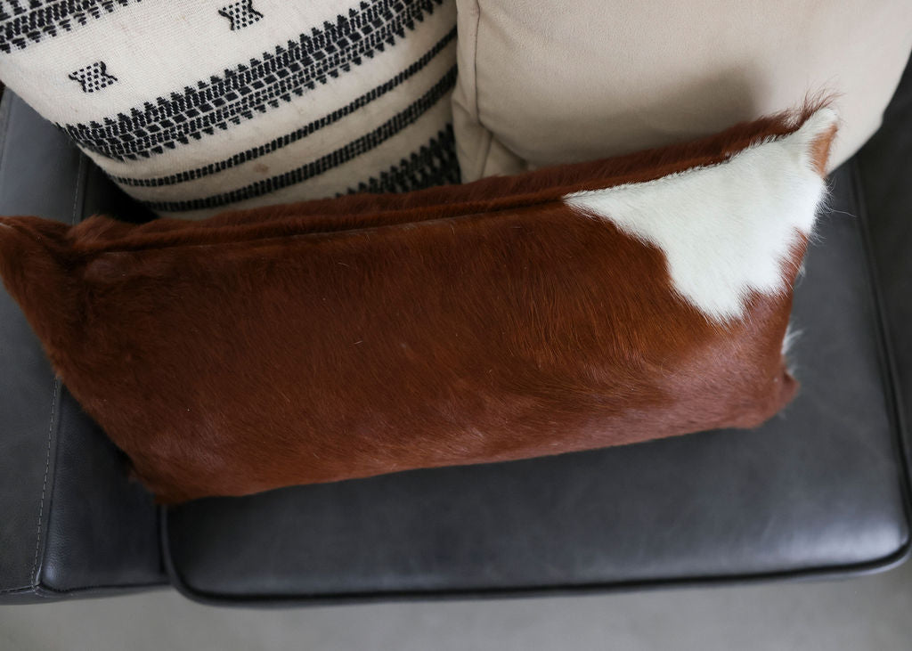 Natural Cowhide Lumbar Pillows - 12x24"