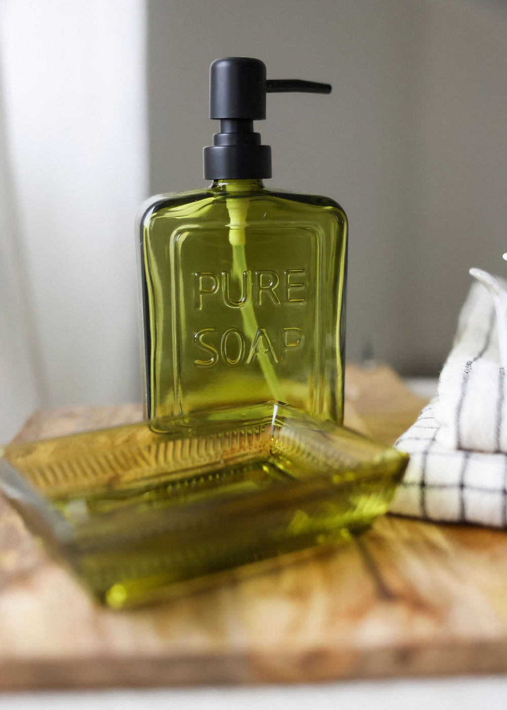 Pressed Glass Soap Dispenser