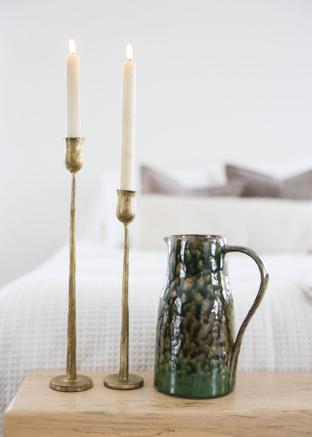 Handmade Olive Stoneware Pitcher
